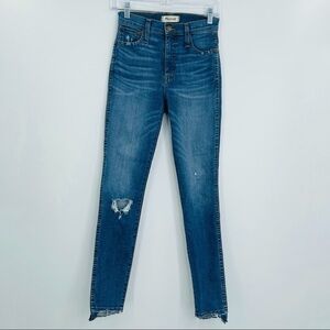 Madewell 10" High‎ Rise Skinny Distressed Jeans Size 24 Tall Frayed Stretch
